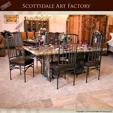 Solid Granite Dining Table With Blacksmith Hand Forged Iron Chairs Granite Dining Table Dining Room Table Marble Dining Table