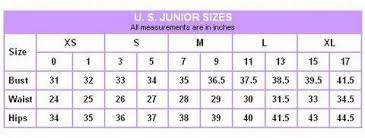 juniors size chart charlenes style boutique