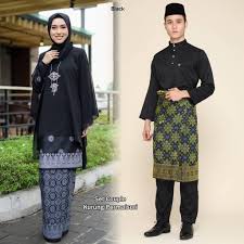 Sedondon Baju Kurung Queen Kain Corak Batik Printed Dengan Chiffon Cape Hitam Baju Kurung Chiffon Pakaian