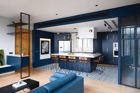 This Modern Apartment In Singapore Is Full Of Bold Blue And Black Apartment Renovation House Design Kitchen Concepts