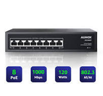 Amazon.com: Aumox 8 Port Gigabit PoE Switch, 8 Port PoE 120W, Gigabit  Ethernet Unmanaged Network Switch, Plug and Play, Sturdy Metal Housing,  Traffic ...