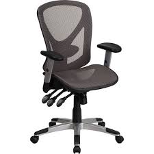 Parkside Mid Back Gray Mesh Executive Swivel Office Chair With Mesh Seat And Back And Triple Paddle Multi Function Control Bellacor