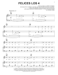 Maluma Felices Los 4 Sheet Music Pdf Notes Chords Pop Score Piano Vocal Guitar Right Hand Melody Download Printable Sku 403190
