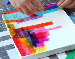 Canvas Painting Ideas For Kids Using Tissue Paper Fiskars Tissue Paper Art Tissue Paper Painting Painting Crafts