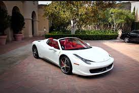 The 458 speciale is being unveiled in an unusual red livery featuring a blue and white central. Bianco Avus 458 Spyder Rosso Interior White Ferrari White Ferrari 458 Ferrari 458