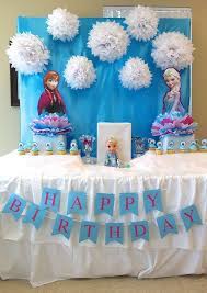 A couple of adorable ideas for a disney themed girl's bedroom with decorations resembling pieces from the frozen movie. Frozen Disney Birthday Party Ideas Photo 3 Of 18 Frozen Themed Birthday Party Frozen Party Decorations Frozen Birthday