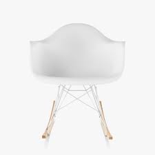 The wood dowel base bring a softer aesthetic, while the black crossed metal rods are distinctly eames. Eames Molded Plastic Armchair Rocker Base By Charles Ray Eames For Herman Miller Up Interiors