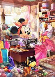 Minnie Working Hard Sewing Up A Dress In Her Workshop Dessin Mickey Dessins Animes Disney Mickey Et Minnie