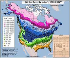 North America Winter Severity Map Us Map Cartography