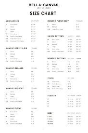 Size Chart Bella Canvas