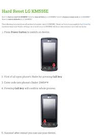 Hard Reset LG KM555E