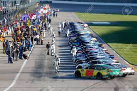 It will feature a picture of the winner, name of the track, name of the race winner, date of the race, description of the name of the race: The Monster Energy Nascar Cup Series Teams Sit On Pit Road Before Stock Photo Picture And Royalty Free Image Image 78213437