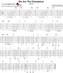 We Are The Champions Easy Guitar Tab Guitar Tabs Easy Guitar Learn Guitar