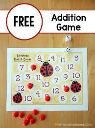 Printable Addition Game Ladybug Roll Cover The Measured Mom Kindergarten Math Games Ladybug Math Printable Math Games
