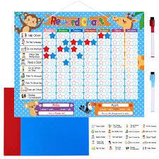 Toymytoy Reward Chore Chart Magnetic Reward Board 24 Magnetic Chores 200 Magnetic Stars 2 Color Dry Erase Markers Storage Bag Responsibility