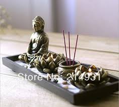 Buy Chinese Zen Garden Buddha Sand Table Incense Burner Lotus Tea Light Candle Holder Orient Feng Shui Candle Set Home Decor Buddha Decor Zen Decor Buddha Zen