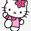 Gambar sketsa hello kitty bersayap kali ini di bentuk dalam pose badan miring, sehingga hanya nampak satu tangan, satu sayap, dan satu kakinya saja. 1