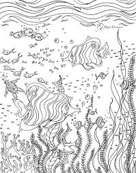 Colorable Underwater Scene Wallpaper Mural Coloring Pages Murals Your Way Sale Artwork