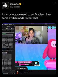 Madison Beer gets sexually harassed on Twitch through text art :  rpopculturechat