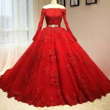 Red Prom Dress Ball Gown Prom Dress Long Sleevev Red Wedding Dress Real 2016 Delicate Red Ball Gown Quinceanera Dresses Prom Dress Long Prom Dresses Evening Red Lace Prom Dress Red Ball Gowns