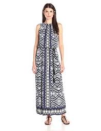 London Times Womens Sleeveless Printed Blouson Maxi Dress With Tassel Self Belt Navy 2 To View Furthe Casual Dresses For Women Maxi Jersey Dress Maxi Dress
