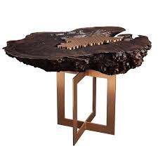 Burl Side Table In Bronze And Smoked Walnut By Studio Roeper Mesas
