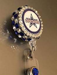 Dallas Cowboys Bling Retractable Id Badge Holder Bling Badge Clip Lanyard Accessory Badge Reel Bling Badge Retractable Id Badge Holder Badge Holders