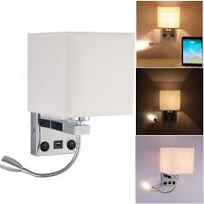 The led is also dimmable using the integrated knob, perfect for situation by a bedside for use as a reading light. Ourleeme Bedside Wall Light 2 In 1 Reading Soft Light Wall Lamp With Flexible Led Reading Light 2 Toggle Switches For Living Room Bedroom Bulb Not Included 1 Light With Usb Buy Online
