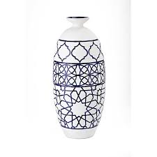 White And Dark Blue Tall Ceramic Vase Kirklands