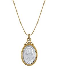 14k real gold ( new styles ) !! Symbols Of Faith 14k Gold Dipped Silver Tone Crystal Virgin Mary Medallion Necklace 20 Reviews Necklaces Jewelry Watches Macy S