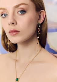 Blaue und goldene Ohrringe