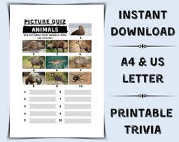 The questions range from easy to a little more difficult so that everyone can join in. Animal Trivia Etsy