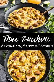 Thai Zucchini Meatballs With Mango Coconut Sauce Recipe Zucchini Meatballs Paleo Meats Recipes