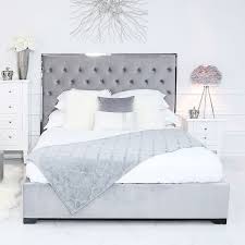 That way you will know what to expect if you are hiring a hotel room with a king bed. Grey King Size Bed With A Chrome Frame And Velvet Style Upholstery Picture Perfect Home