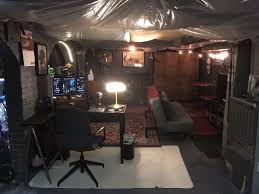 Many homes in the us have unfinished daylight basements that only have concrete floors and when it comes to finding the right style for a home, office or commercial retailer, navigating the task. Francisco Gonzalez On Twitter Update My New Basement Home Office Has Completed The Transformation From Creepy Murder Dungeon To Cool Goth Hangout Https T Co Krkgwpninq