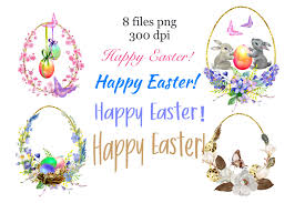 Free easter borders clip art page borders and vector graphics. Watercolor Easter Arangaments Easter Cards For Printable Easter Floral By Marine Universe Thehungryjpeg Com