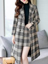 Black And White Plaid Skirt And Jacket Set Shift Checkered Plaid Coat With Skirt Two Piece Set