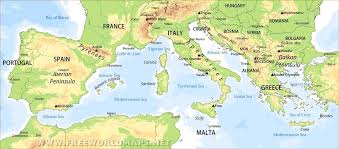 Southern Europe Physical Map The iberian peninsula is dominated by the meseta (central plateau), a great uplifted fault block (average elevation 2,000 ft/610 m) ringed and crossed by mountain ranges.