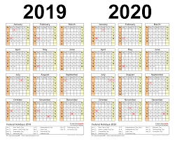 2021 monthly calendar template excel. 2019 2020 Two Year Calendar Free Printable Excel Templates