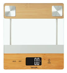 This scale can easily measure weight up to 11 pounds or 5 kilograms with graduation increments of 1 ounce or 20 grams. Taylor Bamboo And Glass 11 Lb Digital Scale Walmart Com Walmart Com