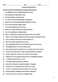 Subject verb exercises and worksheets. Subject Verb Agreement Worksheets Teachers Pay Teachers