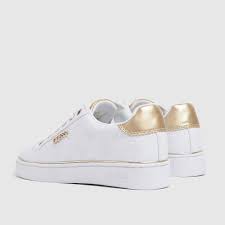 Womens White & Gold GUESS Beckie Trainers | schuh