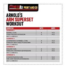 fitrx arnold arm workout chart fitness friend club