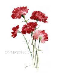 Mother S Day Gift Sale 40 Off Red Carnations Carnation Watercolor January Birthday Flowers Giclee Art Print Flower Print 11 X14 Watercolor Flower Prints Watercolor Flowers Watercolor Tattoo Flower