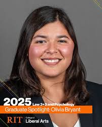 Law school is next for 2025 COLA grad Olivia Bryant. Equipped with her  bachelor's in psychology as well as RIT leadership, internship, and study  abroad experiences, she's ready to take