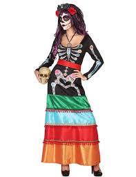 Hallo und herzlich willkommen zu. Tag Der Toten Skelett Dame Halloween Damenkostum Bunt