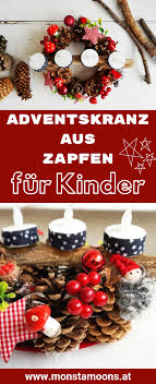 Adventskranz Fur Kinder Aus Pinienzapfen Weihnachtstischschmuck Adventskranz Adventskranz Basteln