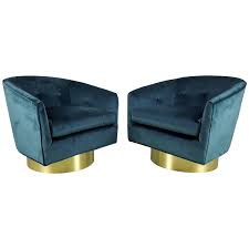 Cargo sienna cuddler chair matching modern contemporary furniture range corner sofa sections chaise end deep filled seats extra wide armchairs sofabed. Gorgeous Peacock Velvet Swivel Chairs With Polished Bronze Bases 1970s At 1stdibs