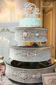 Round Silver Rhinestone Cake Stand For Wedding Anniversary Birthday Quinceanera Bling Decorations Wedding Cake Cake Decorations In 2021 Wedding Cake Stands Bling Cakes Bling Wedding Cakes