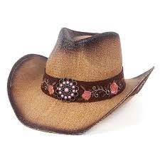 Women S Cowboy Hat With Embroidered Rose Pink Flower Band Cowboy Hats Cowboy Hat Styles Cowgirl Hats